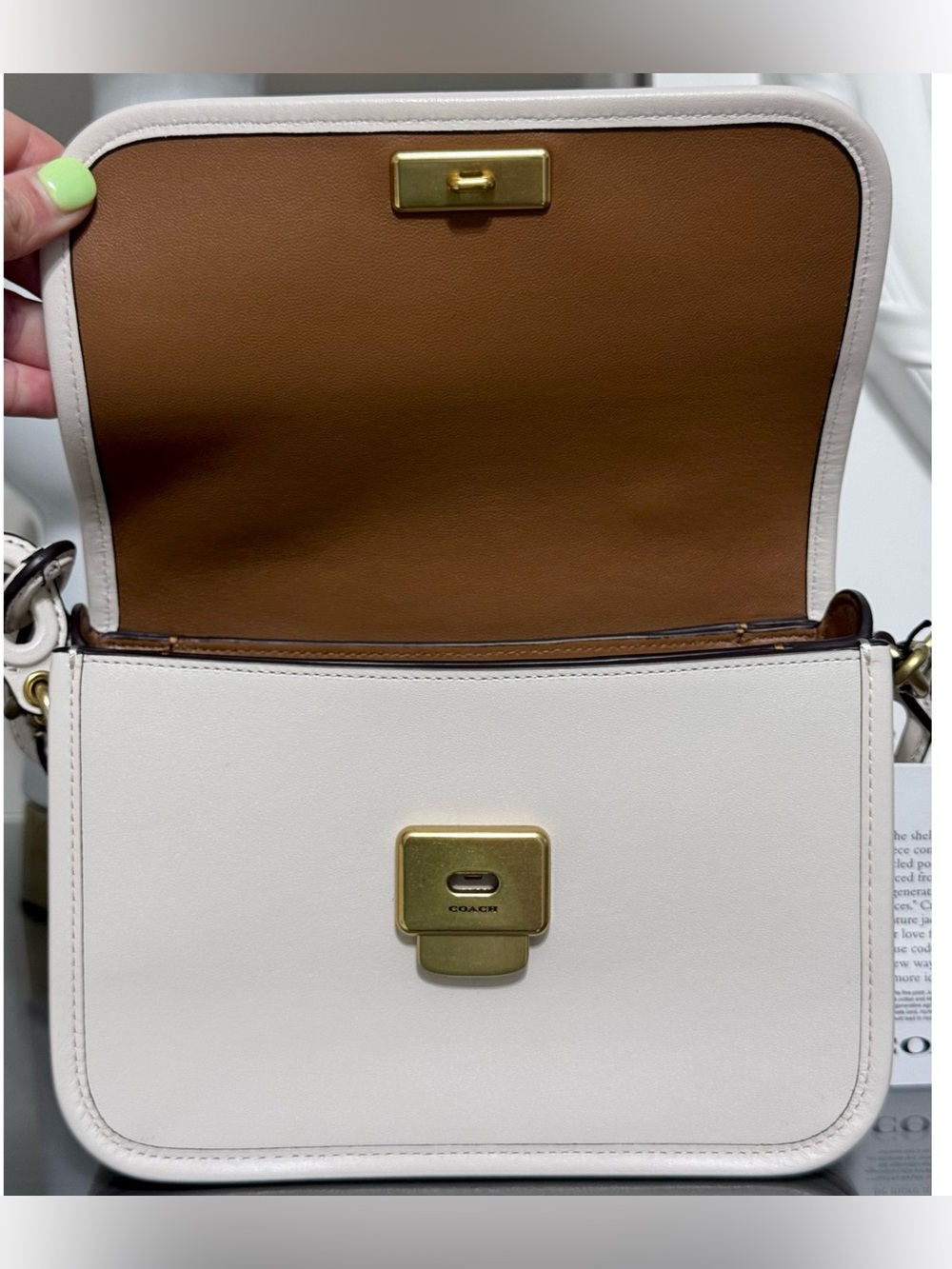 COACH Rogue Top Handle Satchel Bag, CHALK - Picture 6 of 10